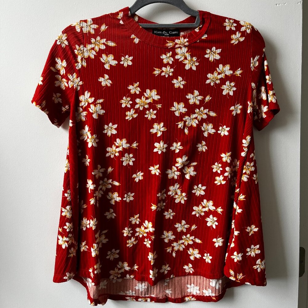 Red floral top